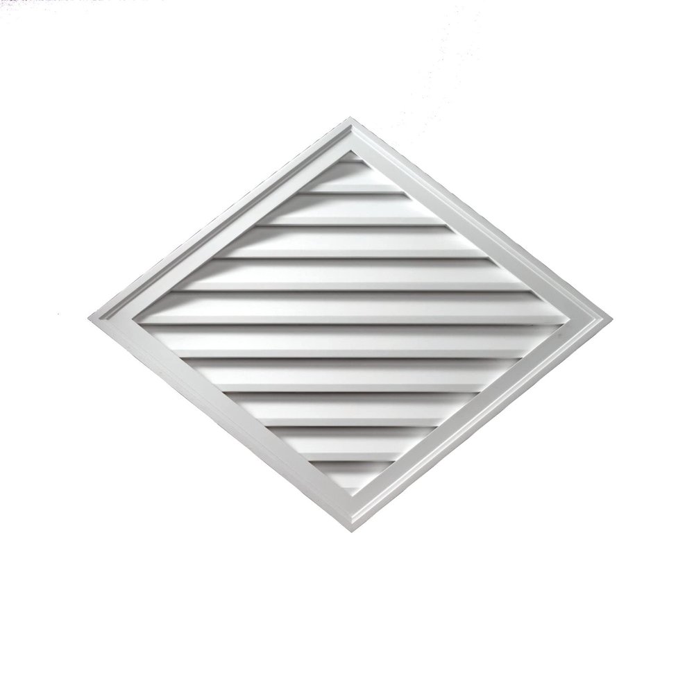 Fypon 33-5/16"W x 33-5/16"H Brickmould Style Diamond Louver, Functional
