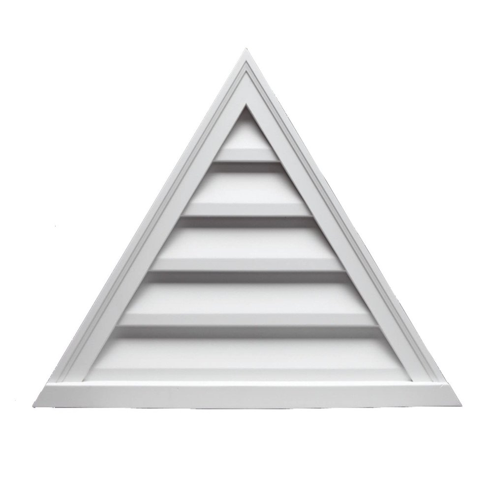 Fypon 36"W x 18"H, Pitch 12/12 Brickmould Style Triangle Louver, Functional