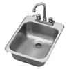 Krowne HS-1317 Single Compartment Drop-in Hand Sink with Center Deck-Mount Gooseneck Faucet and Ceramic Valve for Commercial Restaurant Kitchen | 13"W x 17-1/2"D x 6-3/8H Overall, Stainless Steel, NSF view 1