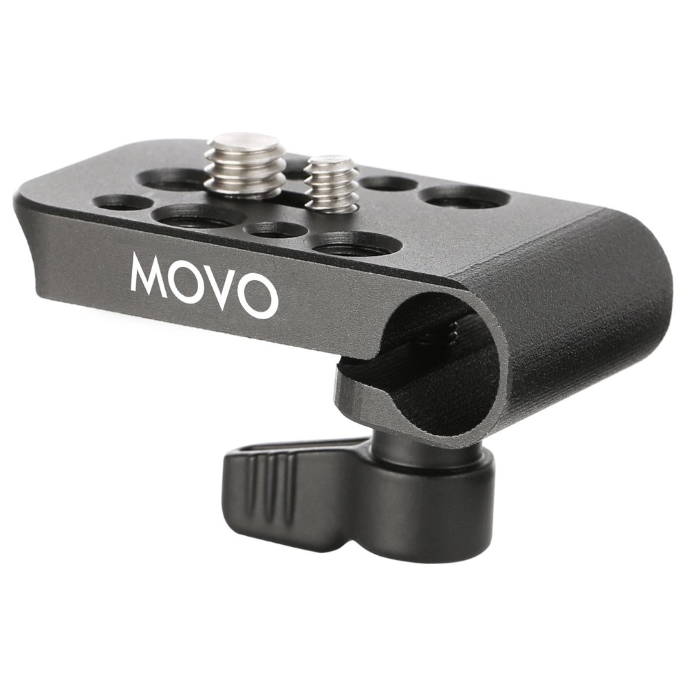 Movo CAB1000 15mm Modular Rod Clamp Adapter - Mounts Cameras, Monitors, Recorders to Rigs with Multiple 1/4" and 3/8" Male/Female Mounting Threads