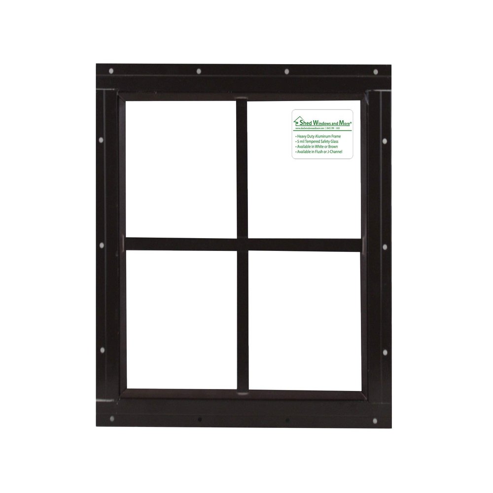Shed Windows and More, Shed Window Square 12" x 12" Brown Flush Mount with Safety Glass