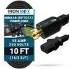 IronBox Electric NEMA L6-30P to C13 Power Cord - 15A, 250V, 14/3 SJT - UL Listed Power Plug and Cable - Heavy Duty Power Supply for Data Centers, PDU, High Powered Devices, Generators and More (10 ft) view 1