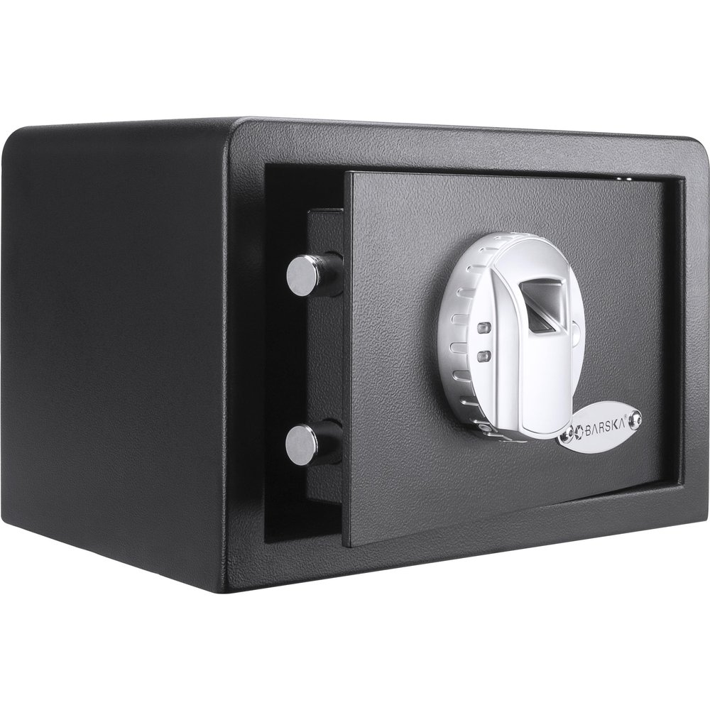 BARSKA AX11620 Biometric Fingerprint Mini Security Home Safe Box 0.29 Cubic Ft, Black, 12" x 8" x 7.75"