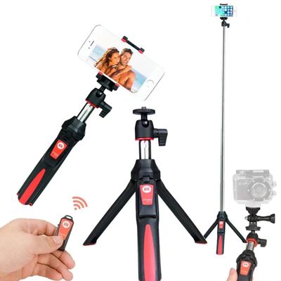 BENRO Handheld Tripod 3 in 1 Self-Portrait Monopod Phone Selfie Stick Bluetooth Remote Shutter Compatible with Smartphone (Red)