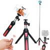 BENRO Handheld Tripod 3 in 1 Self-Portrait Monopod Phone Selfie Stick Bluetooth Remote Shutter Compatible with Smartphone (Red) view 1