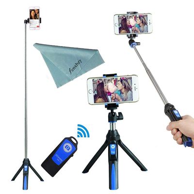 BENRO Handheld Tripod 3 in 1 Self-Portrait Monopod Phone Selfie Stick Bluetooth Remote Shutter Compatible with Smartphone (Blue)