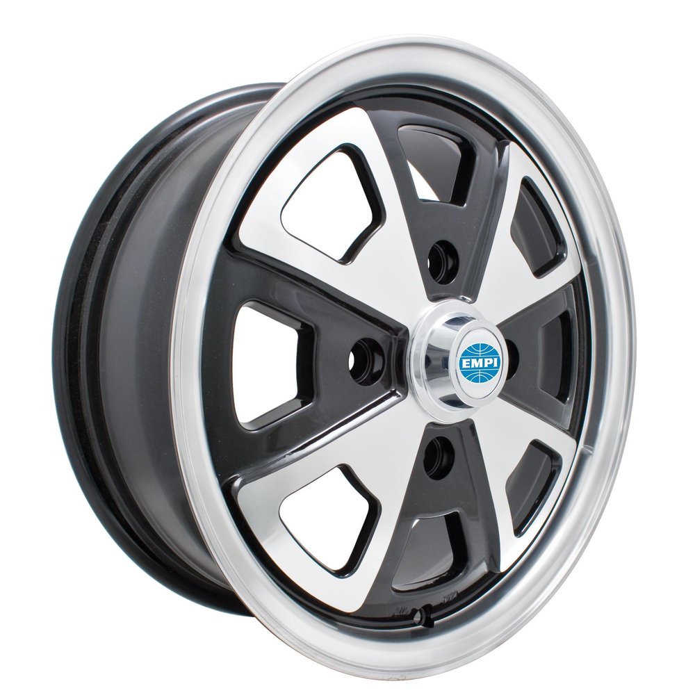 914 Alloy Wheel, 5-1/2" Wide, Black & Polished, 4 on 130mm, Compatible with Dune Buggy