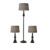 Adesso 3-Piece Lamp Set, Bronze & Dark Herringbone, Table and Floor view 1