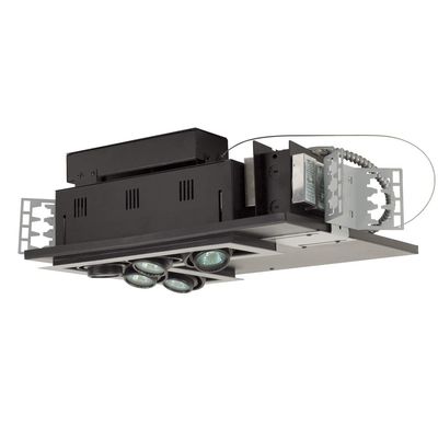 Jesco Lighting MG1650-5LESB Modulinear Directional Lighting for New Construction, Double Gimbal 50W MR16 5-Light L-Corner, Black Interior with Silver Trim