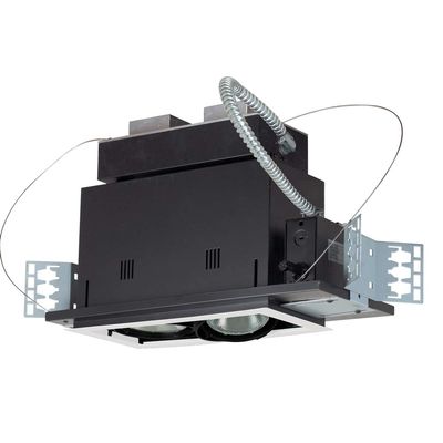 Jesco Lighting MGMH3070-2EWB Modulinear Directional Lighting for New Construction, Double Gimbal Metal Halide 70W PAR30 2-Light Linear, Black Interior with White Trim