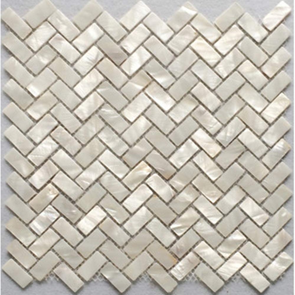 Genuine White Herringbone Mother of Pearl Mosaic Tile 12 Packs-Bathroom Kitchen Shower Wall Backspalsh Tile