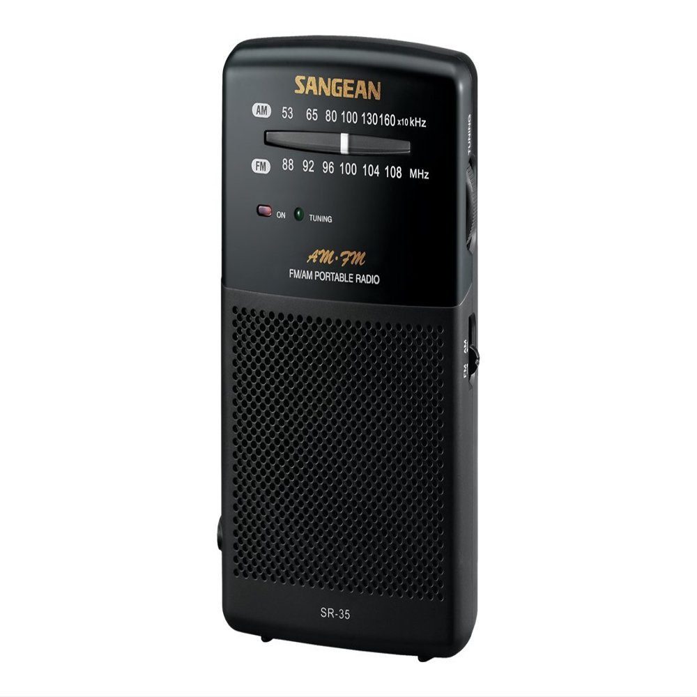 Sangean SR-35 AM/FM Analog Pocket Radio with Built-in Speaker, Black