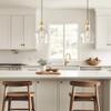 INK+IVY Auburn Pendant Lighting for Dining Room, Industrial Kitchen Lights, Hand-blown Glass Bell Shaped Pendant Light for Kitchen Island, Foyer, Bedroom, 9" Dia x 95.5" H, Gold/Clear view 2