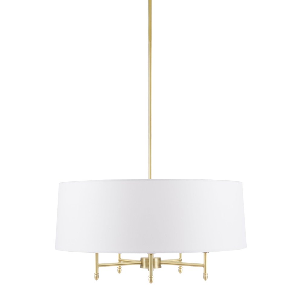 Hampton Hill Presidio Chandelier for Dining Room, 5-Light Chandelier for Entryway with Adjustble Height, Sloped Ceiling Compatible, Modern Chandelier Light, 24" W, Gold/White