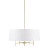Hampton Hill Presidio Chandelier for Dining Room, 5-Light Chandelier for Entryway with Adjustble Height, Sloped Ceiling Compatible, Modern Chandelier Light, 24" W, Gold/White view 1