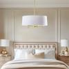Hampton Hill Presidio Chandelier for Dining Room, 5-Light Chandelier for Entryway with Adjustble Height, Sloped Ceiling Compatible, Modern Chandelier Light, 24" W, Gold/White view 2