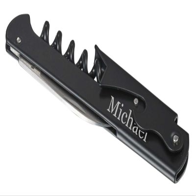 Personalized Visol Zoro Matte Black Corkscrewer & Bottle Opener