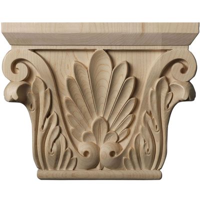 9 1/2"W x 6"BW x 3 1/8"D x 7 5/8"H Medium Chesterfield Capital (Fits Pilasters up to 5 5/8"W x 1 3/8"D), Alder