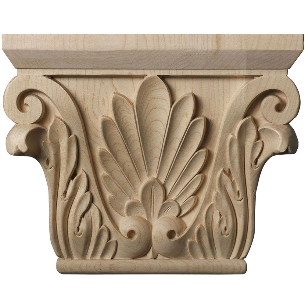 9 1/2"W x 6"BW x 3 1/8"D x 7 5/8"H Medium Chesterfield Capital (Fits Pilasters up to 5 5/8"W x 1 3/8"D), Alder