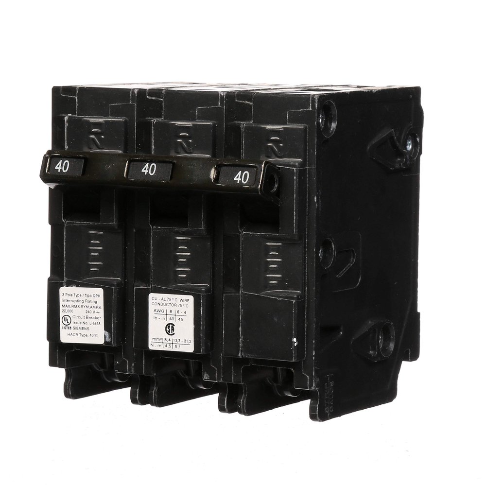 Q340H 40-Amp Three Pole 22kA Type QPH Circuit Breaker