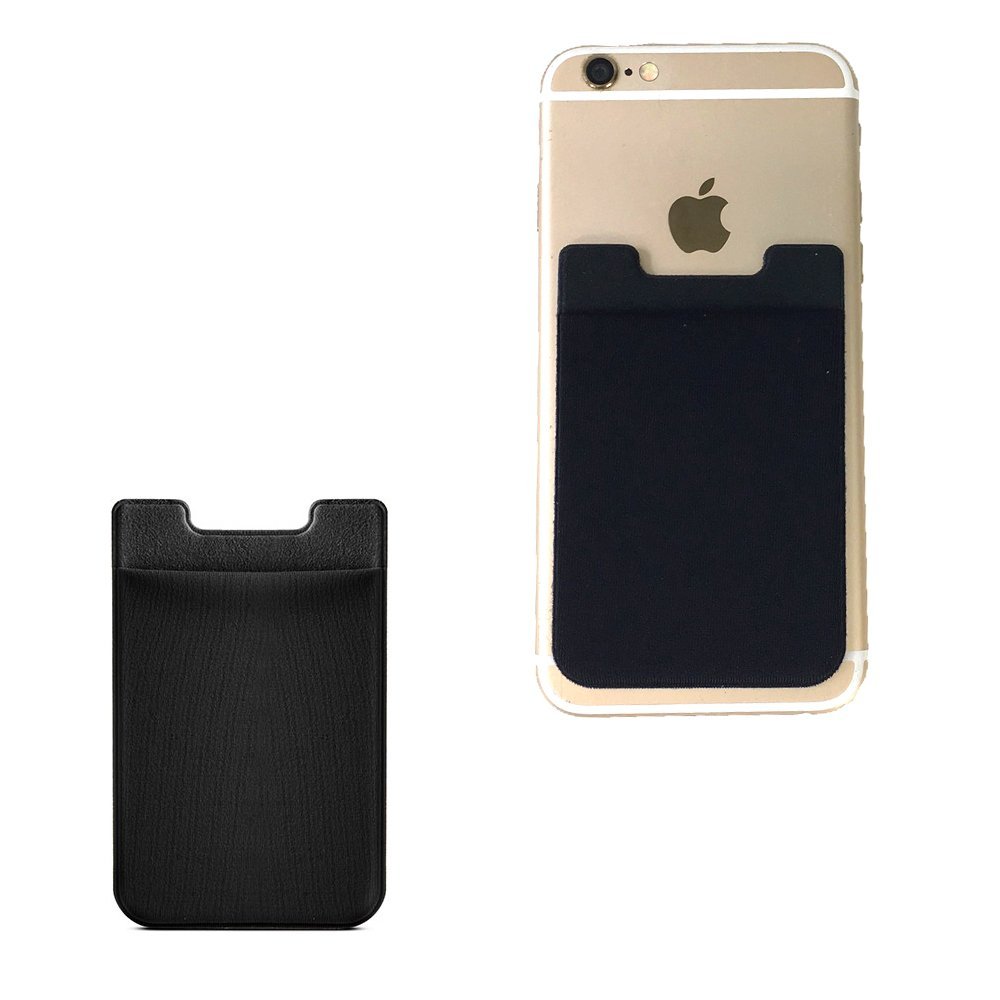Fashion Culture Black Phone Pocket, Stretchy Lycra Card Holder, Stick-On Phone Wallet, 3M Adhesive, Secure Cellphone Accessory