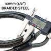 Lumintrail 12mm (1/2 inch) Heavy-Duty Security Cable, Vinyl Coated Braided Steel with Sealed Looped Ends (4', 7', 10', 15' or 30') (30-FT) view 2