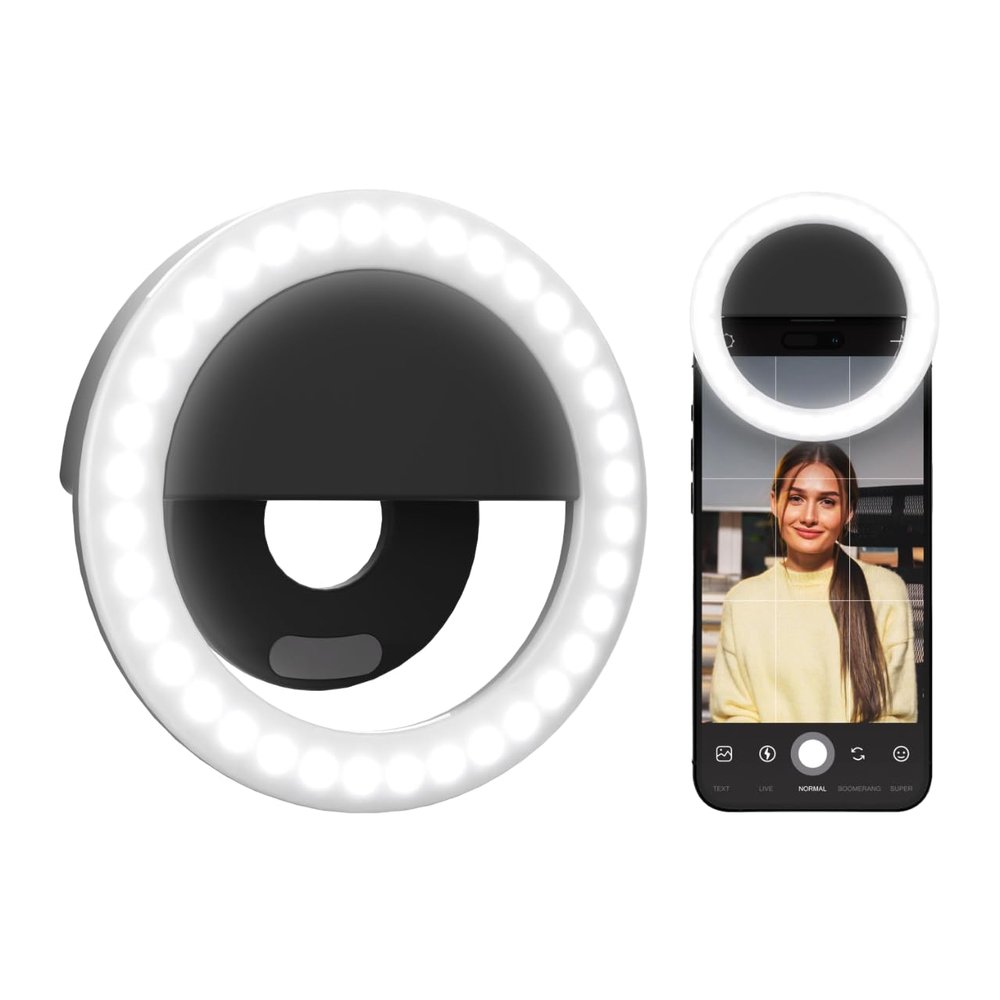 ARKON Mounts Rechargeable Phone Selfie Light | 40 High Power LEDs | Color Accurate | 3 Light Modes | Ring Light for Phone, Laptop, iPhone, IPad, Video