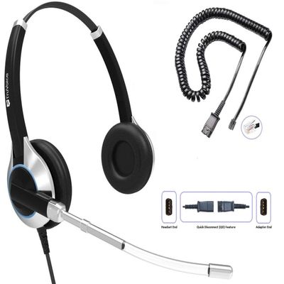 TruVoice HD-350 Deluxe Headset with Noise Reduction Voice Tube & HD Sound - Compatible with Yealink, Grandstream, Sangoma, Ooma and Snom Desk Phones