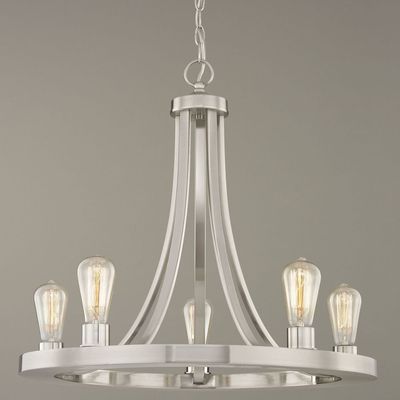 Industrial Style 5-Light Chandelier in Satin Nickel Finish