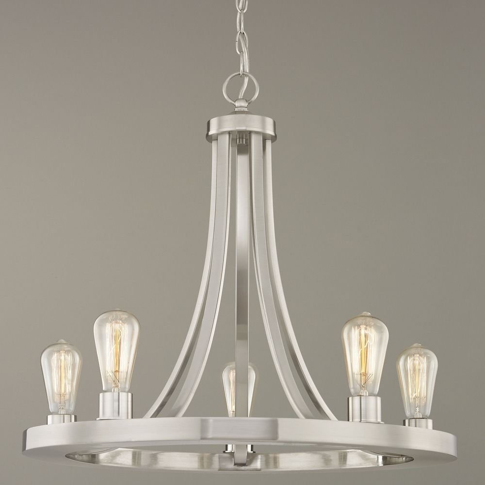 Industrial Style 5-Light Chandelier in Satin Nickel Finish