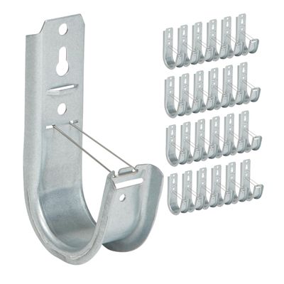 ICC 2-Inch Wall Mount J-Hook  25-Pack, Cable Support Hooks with Retainer Clips, Galvanized Steel with Zinc Finish  for Structured Cabling and Cable Management
