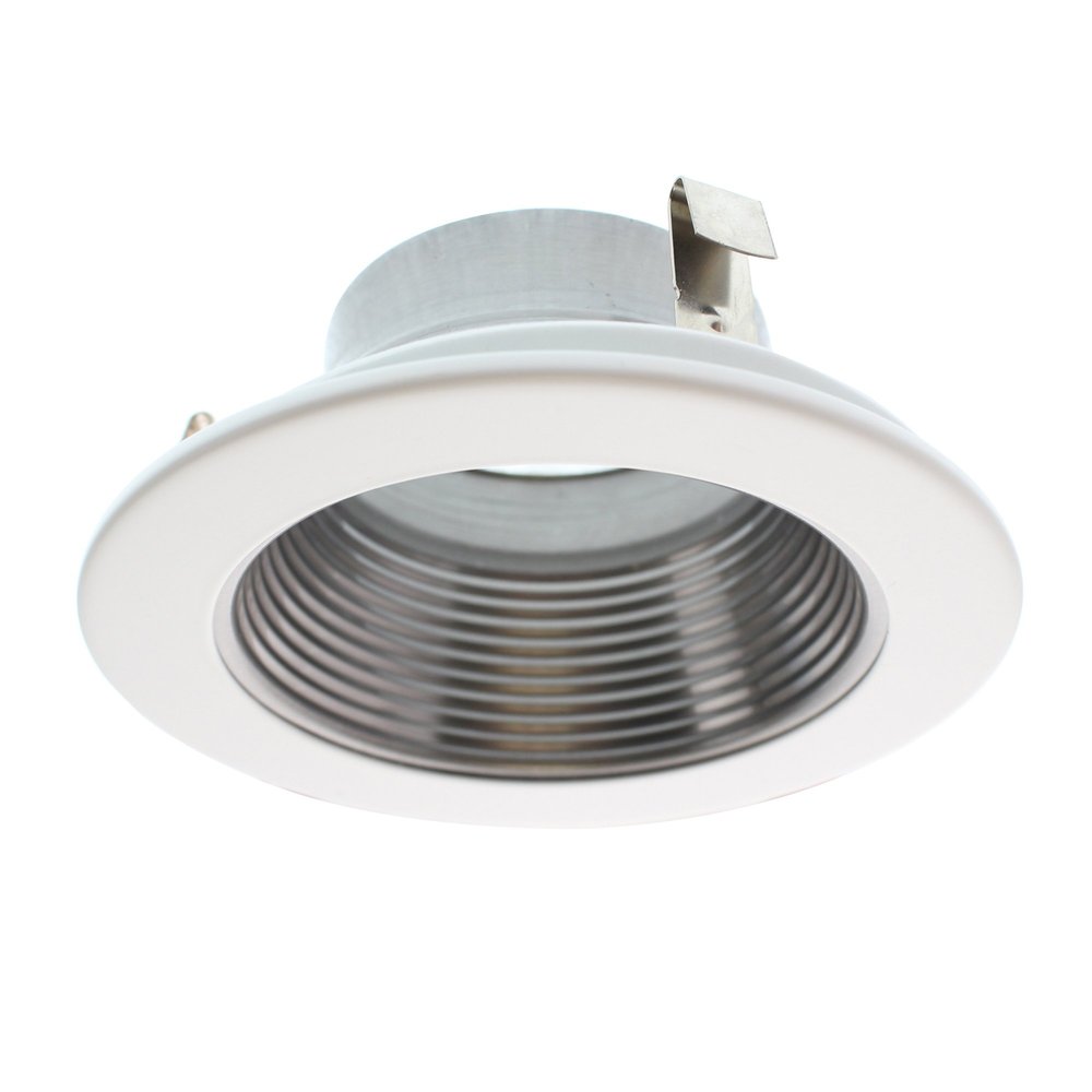 ELCO Lighting EL993NW Recessed Phenolic Trim, Nickel Baffle, 4-Inch, White Trim