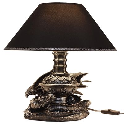 Ebros Climbing Dual Gothic Dragon Lamp Statue Desktop Lighting Decor with Shade 19" H Dungeons and Dragons Medieval Collection Home Accent (Single Dragon)