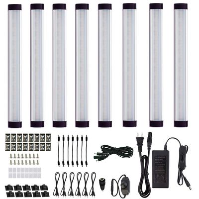 AIBOO LED Under Cabinet Lighting Kit, Plug in Strip Lights with Dimmer Switch for Kitchen Cabinet Counter, Closet, Bedroom Lighting24w-8 Bars kit-2700K)