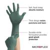Ansell MICROFLEX Dura Flock DFK-608 Thick 11mil Nitrile Gloves for Automotive, Aftermarket, Machinery - Medium, Green (Box of 50) view 2