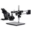 AmScope SM-4BZ-FRL-B Professional Binocular Stereo Zoom Microscope, WH10x Eyepieces, 3.5X-90X Magnification, 0.7X-4.5X Zoom Objective, 8W Fluorescent Ring Light, Black Double-Arm Boom Stand, 110V-120V, Includes 0.5x and 2.0x Barlow Lenses view 1