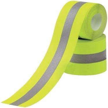 Just In Trend Flame Resistant FR Sew On High Visibility Hi Vis Retro Reflective Tape (2" x 25 yds, Lime/Silver)