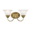 Livex Lighting 1532-01 Edgemont 2 Light Vanity Antique Brass with White Alabaster Glass view 1