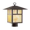 Livex Lighting 2140-07 Montclair Mission 1 Light Outdoor Bronze Finish Solid Brass Post Head with Iridescent Tiffany Glass, 18.00x13.00x13.00 view 1