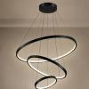 LightInTheBox Pendant Light 3 Ring Chandeliers for Living Room Dinning Room Modern Ceiling Light Circle Design 20+40+60cm Color=Black; Light Source Color=White view 1