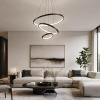 LightInTheBox Pendant Light 3 Ring Chandeliers for Living Room Dinning Room Modern Ceiling Light Circle Design 20+40+60cm Color=Black; Light Source Color=White view 2