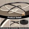 LightInTheBox Pendant Light 3 Ring Chandeliers for Living Room Dinning Room Modern Ceiling Light Circle Design 20+40+60cm Color=Black; Light Source Color=White view 4