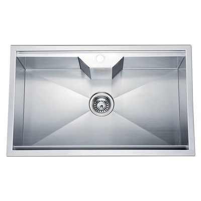 Dawn DSQ2817 Dual Mount Single Bowl Square Sink with 1 Hole, Polished Satin