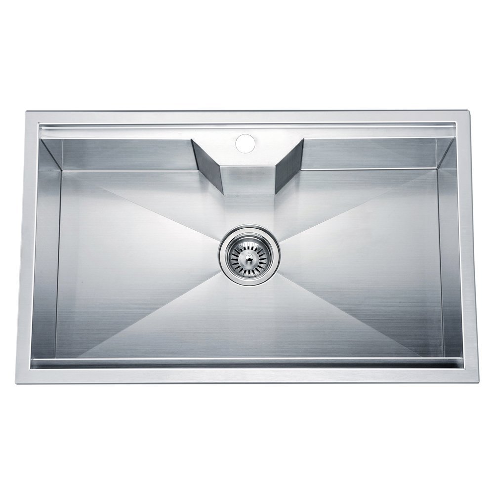 Dawn DSQ2817 Dual Mount Single Bowl Square Sink with 1 Hole, Polished Satin