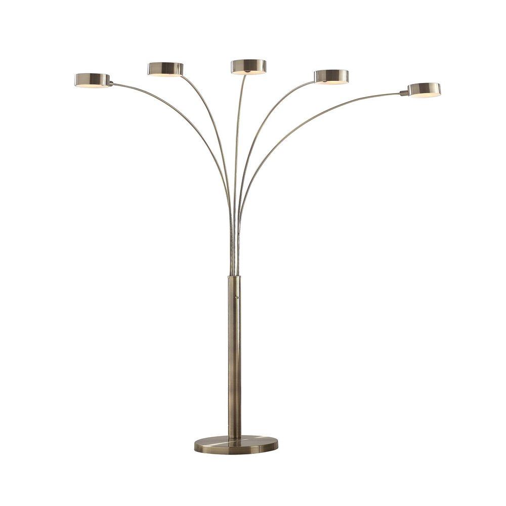Artiva USA LED207901AB Micah Modern Micah 88" LED 5-Arch Floor Lamp, Antique Satin Brass