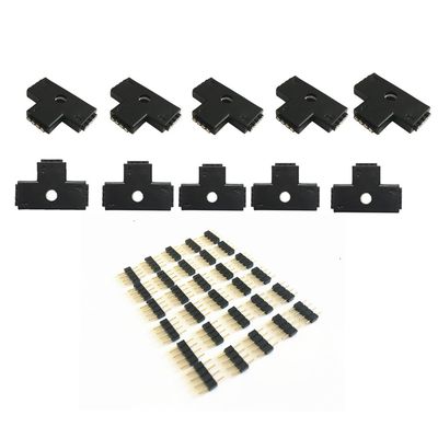 HUALAND 10pcs 10mm 4-pins T-Shape 3-Ends Female Connector for LED RGB 5050 Flex Strip Light (T Shape)