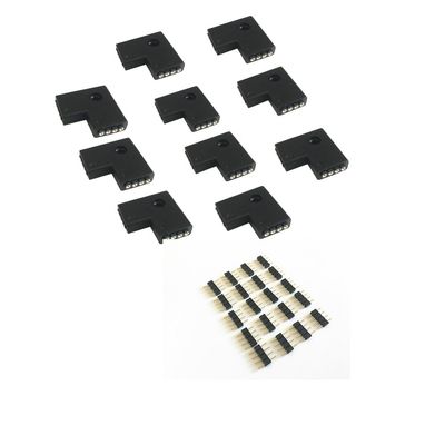 HUALAND 10pcs 10mm 4-pins L-Shape 90 Degree Right Angle Female Connector for LED RGB 5050 Flex Strip Light (L Shape)