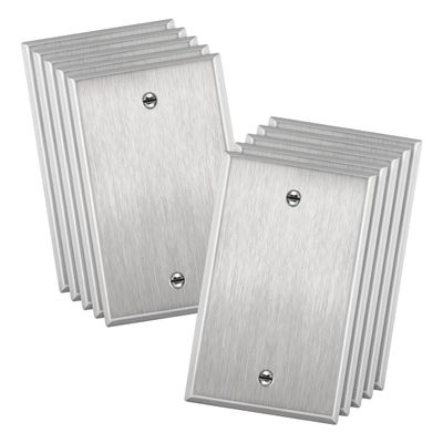 ENERLITES Blank Device Metal Wall Plate, Stainless Steel Blank Outlet Covers, Corrosion Resistant, Standard Size 1-Gang 4.50" x 2.76", UL Listed, 7701-10PCS, 430 Stainless Steel, 10 pack