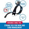 VELCRO Brand ONE-WRAP Cable Ties, Strong Construction Narrow Width 1/4 in x 8 in Pre-Cut Ties, 25ct, Black For Cable, Wire and Cord Management view 2