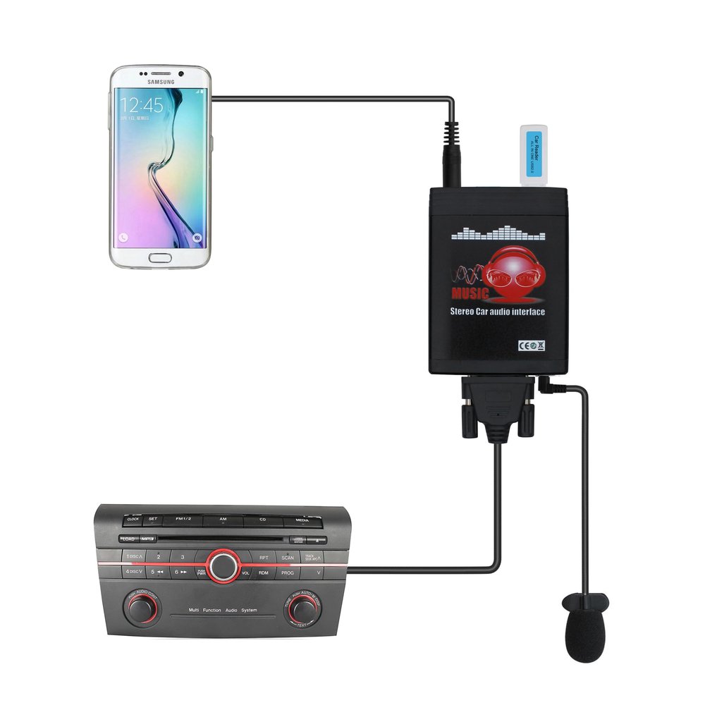 Car Stereo Bluetooth Receiver with USB AUX Hands-Free Adapter for Mazda
